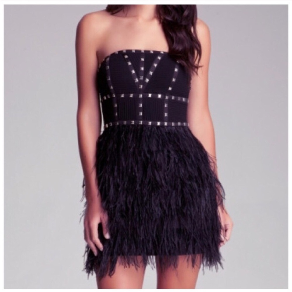 Small faux leather feathered Studded dress